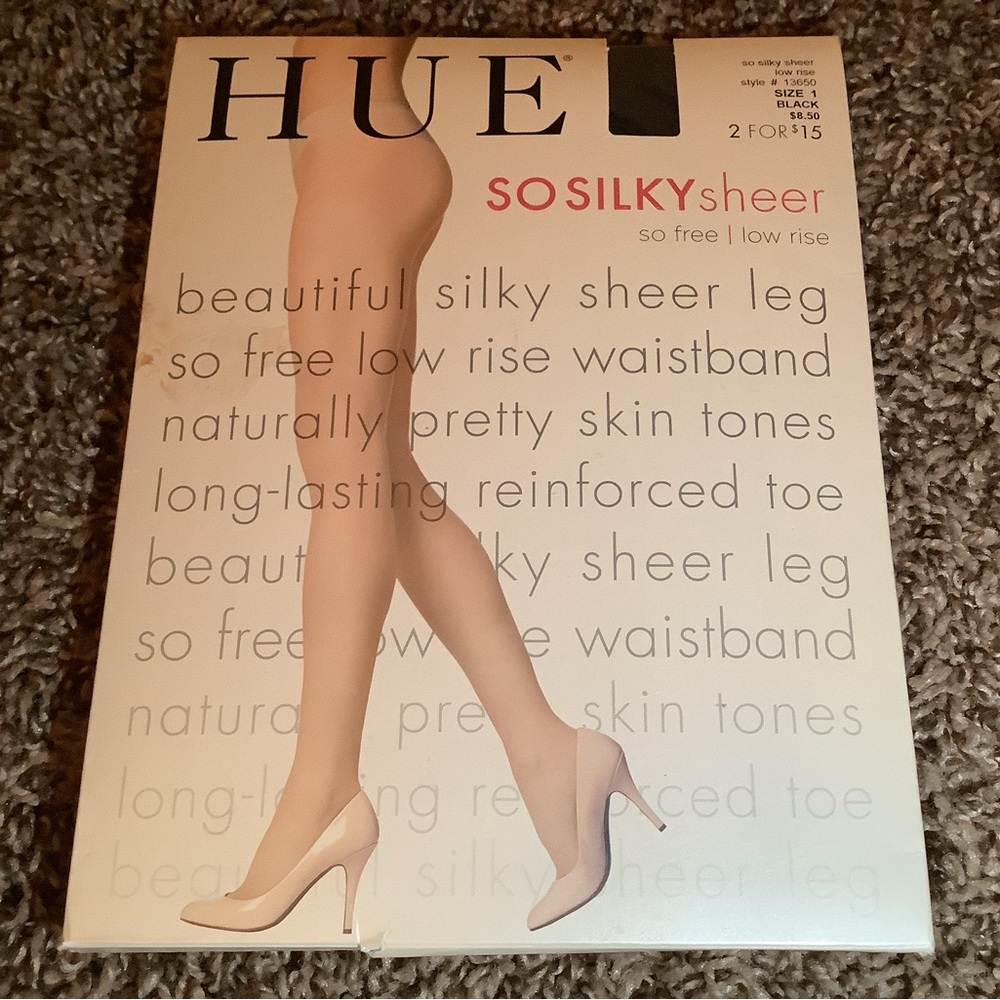 Hue so silky sheer low rise pantyhose, black, size: 1